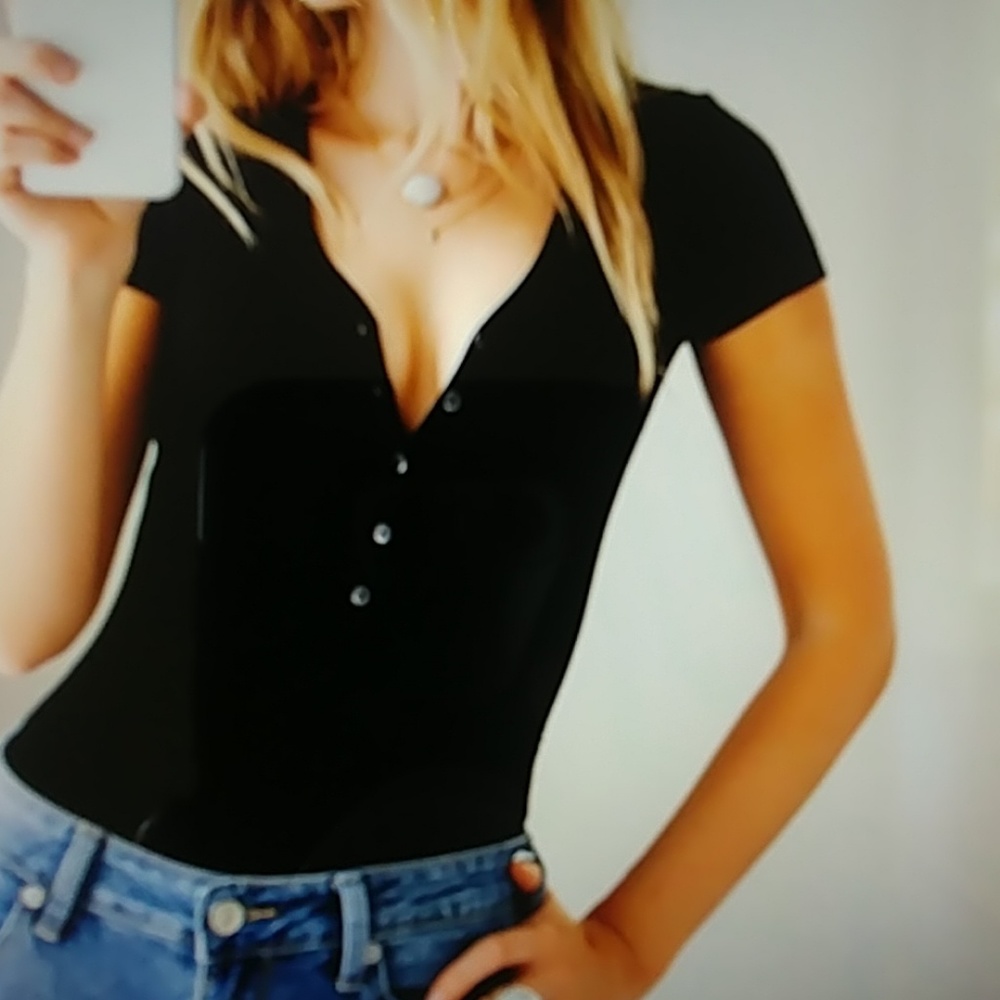 Black Ribbed Bodysuit